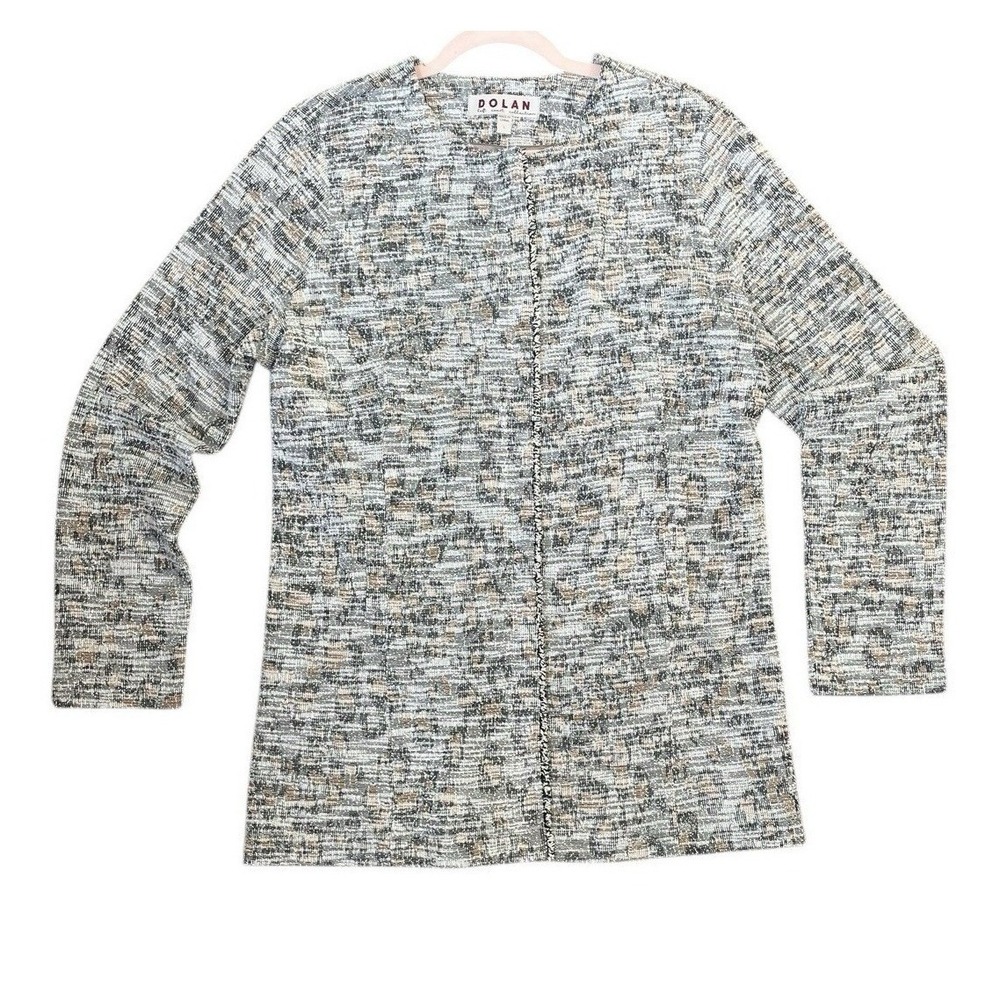 Dolan‎ Anthropologie Women's Multi-colored Tweed Long Line Zip Cardigan Size L